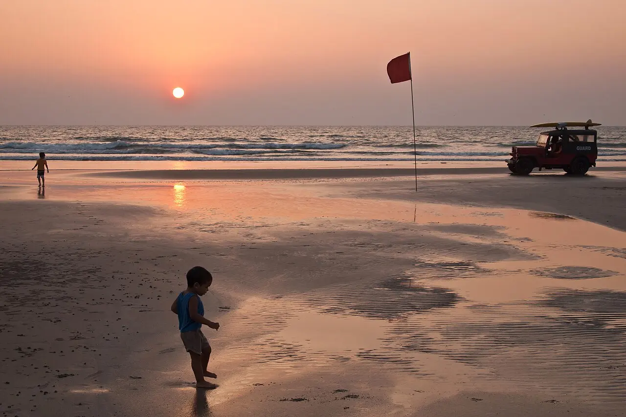 A tropical beach at sunset