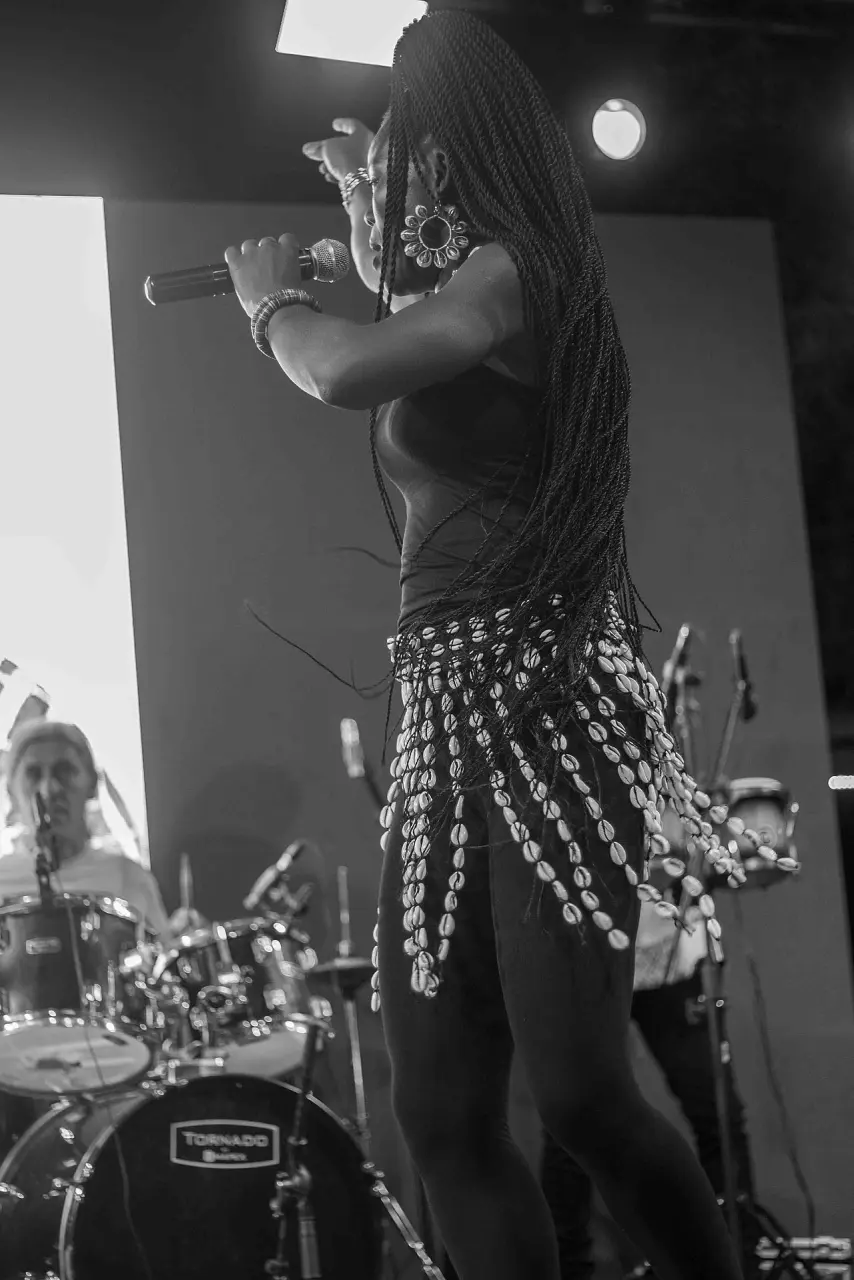 Female artist dancing during a stage performance